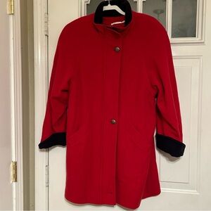 Avoca of Ireland Beautiful Woman’s Red & Black Wool & Cashmere Coat Size 14